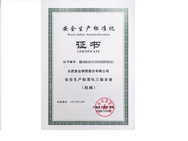 Class III Work Safety Standardized Enterprise